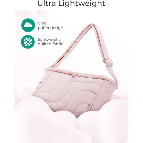 Camel Lightweight Puffer Tote Bag for Women with Adjustable Strap, Multi-Pocket - Picture 2 of 7